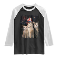 Patriotic Smoking Cat Raglan Shirt Funny American Cat Lover 4th of July