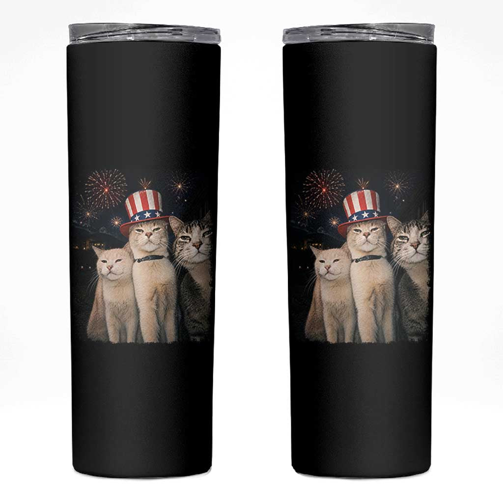 Patriotic Smoking Cat Skinny Tumbler Funny American Cat Lover 4th of July