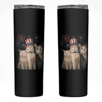 Patriotic Smoking Cat Skinny Tumbler Funny American Cat Lover 4th of July
