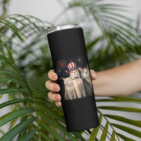 Patriotic Smoking Cat Skinny Tumbler Funny American Cat Lover 4th of July