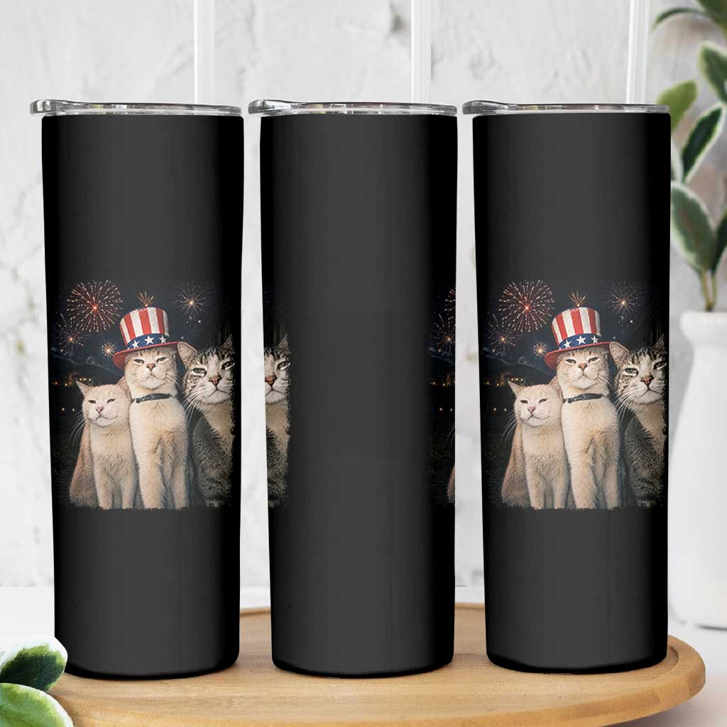 Patriotic Smoking Cat Skinny Tumbler Funny American Cat Lover 4th of July