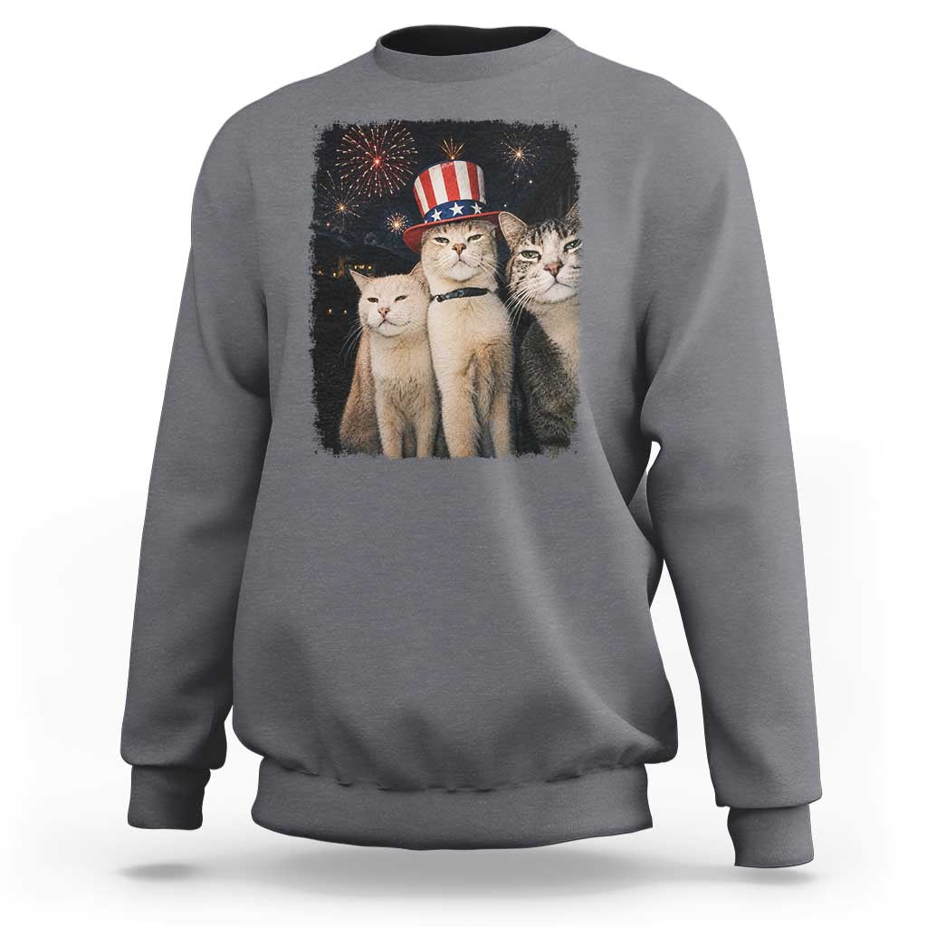 Patriotic Smoking Cat Sweatshirt Funny American Cat Lover 4th of July