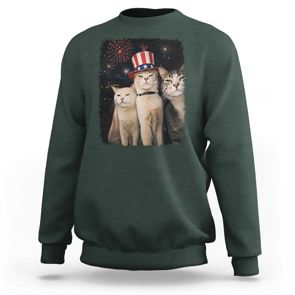 Patriotic Smoking Cat Sweatshirt Funny American Cat Lover 4th of July