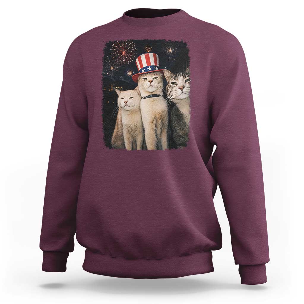 Patriotic Smoking Cat Sweatshirt Funny American Cat Lover 4th of July