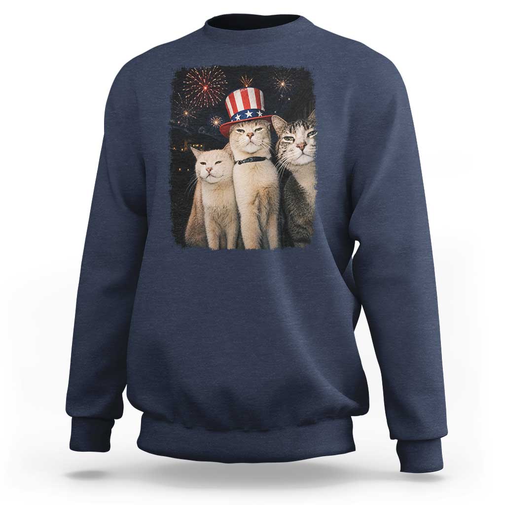 Patriotic Smoking Cat Sweatshirt Funny American Cat Lover 4th of July