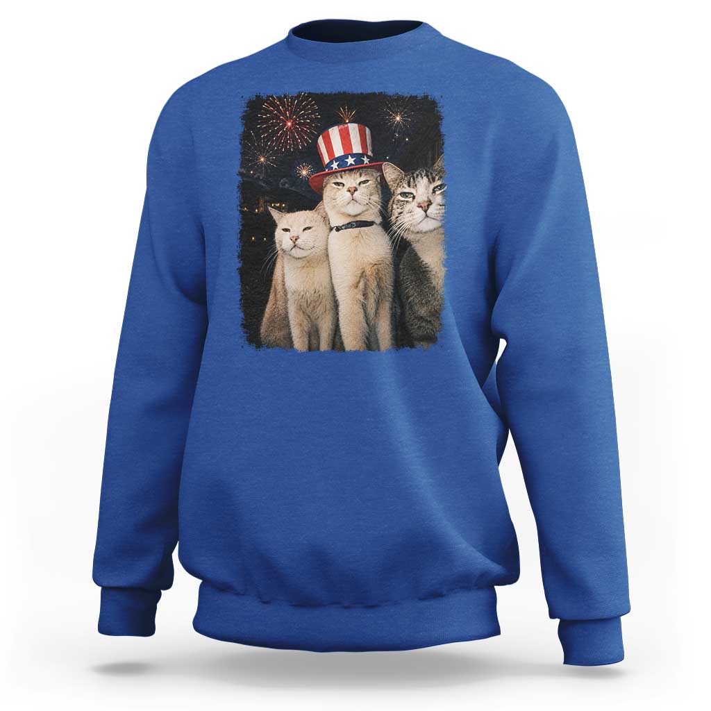 Patriotic Smoking Cat Sweatshirt Funny American Cat Lover 4th of July