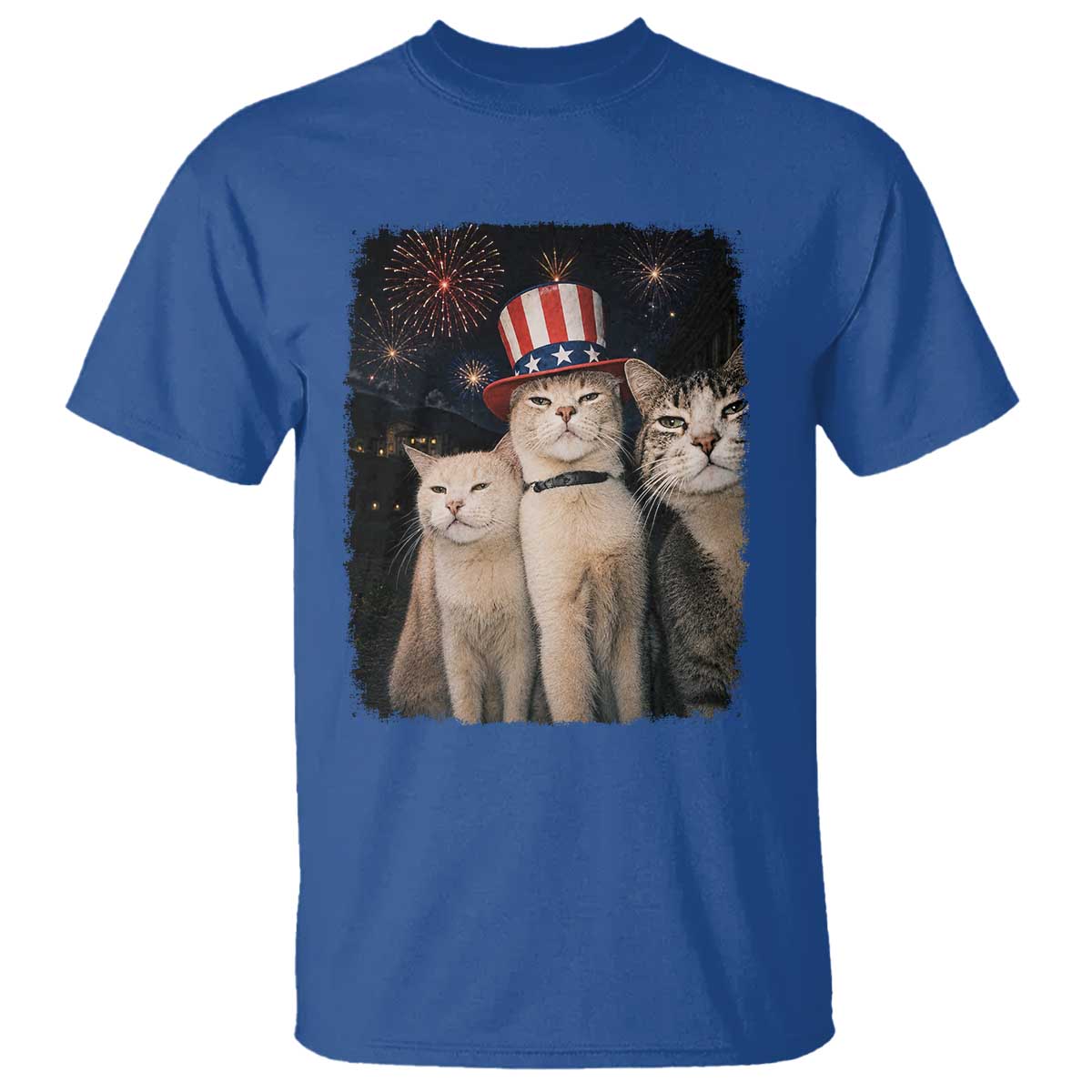 Patriotic Smoking Cat T Shirt Funny American Cat Lover 4th of July