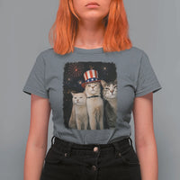 Patriotic Smoking Cat T Shirt For Women Funny American Cat Lover 4th of July