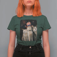 Patriotic Smoking Cat T Shirt For Women Funny American Cat Lover 4th of July