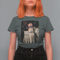 Patriotic Smoking Cat T Shirt For Women Funny American Cat Lover 4th of July
