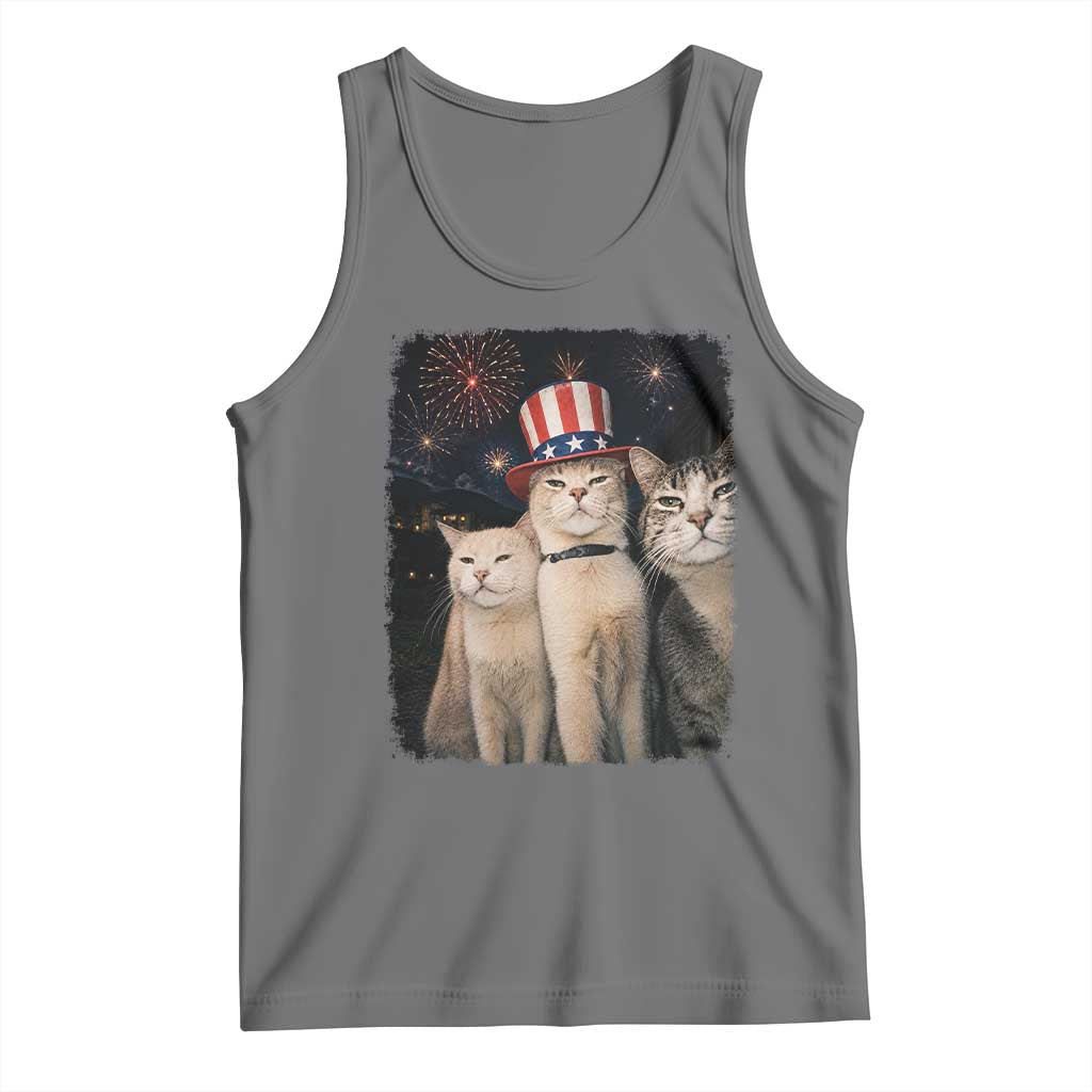 Patriotic Smoking Cat Tank Top Funny American Cat Lover 4th of July