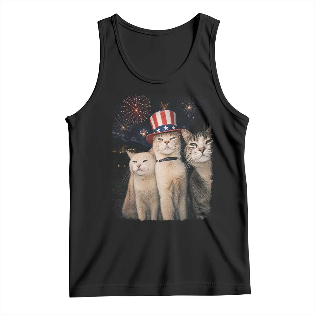Patriotic Smoking Cat Tank Top Funny American Cat Lover 4th of July
