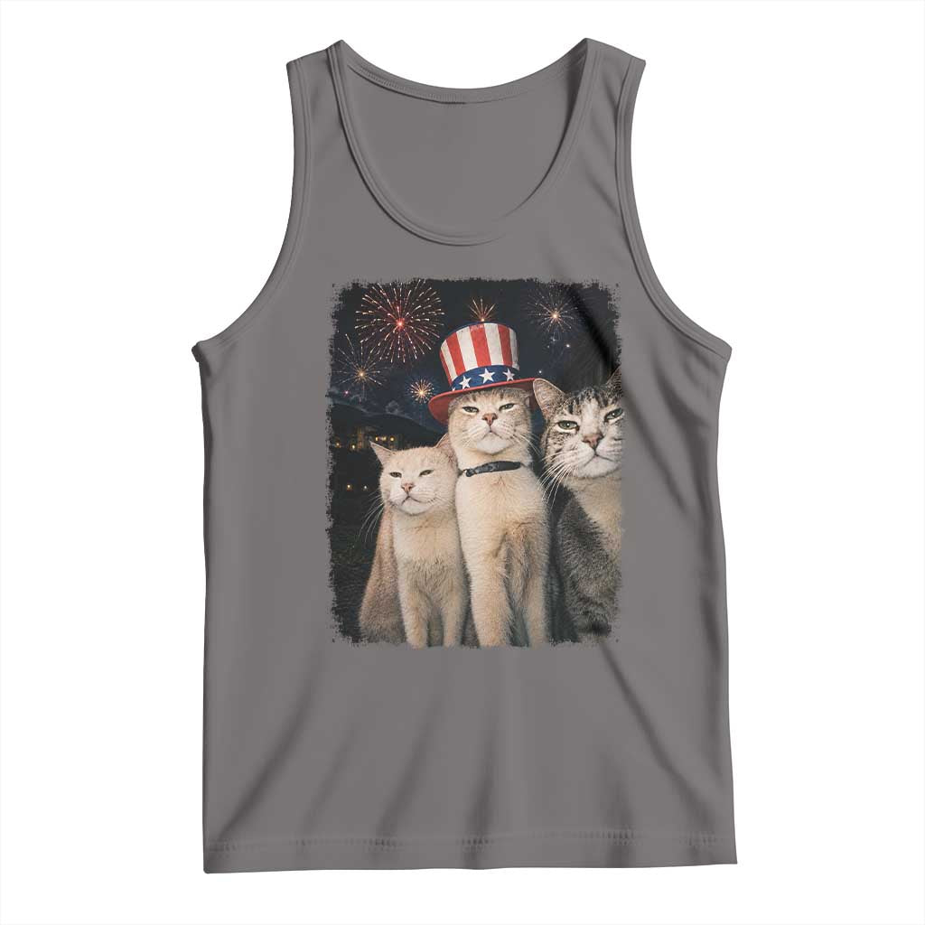 Patriotic Smoking Cat Tank Top Funny American Cat Lover 4th of July