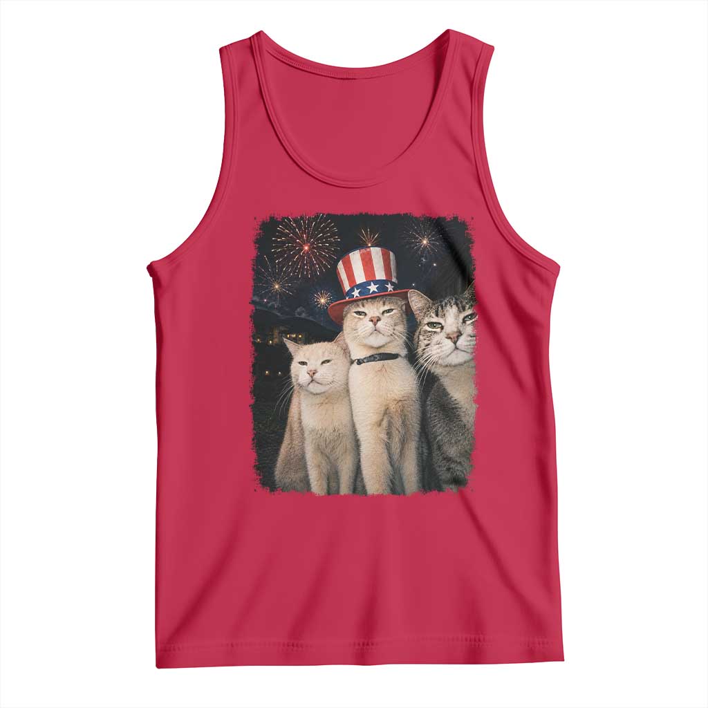 Patriotic Smoking Cat Tank Top Funny American Cat Lover 4th of July