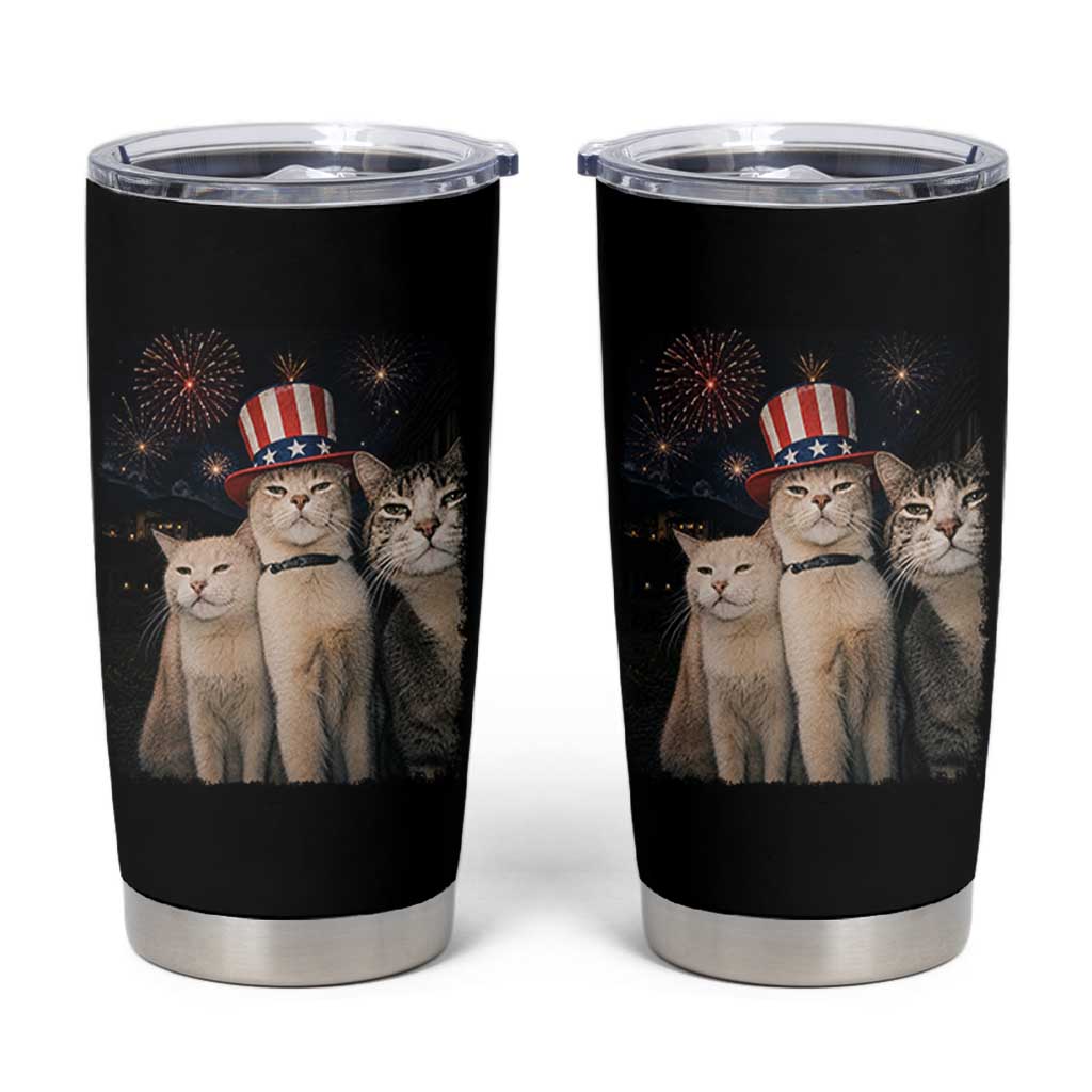 Patriotic Smoking Cat Tumbler Cup Funny American Cat Lover 4th of July