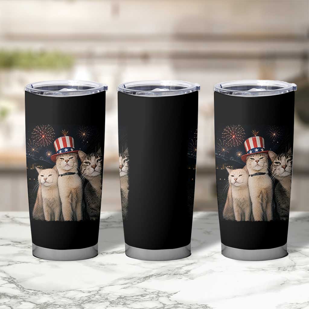Patriotic Smoking Cat Tumbler Cup Funny American Cat Lover 4th of July