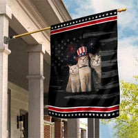 Smoking Cat Patriotic Garden Flag Funny American Cat Lover 4th of July