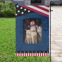Smoking Cat Patriotic Garden Flag Funny American Cat Lover 4th of July