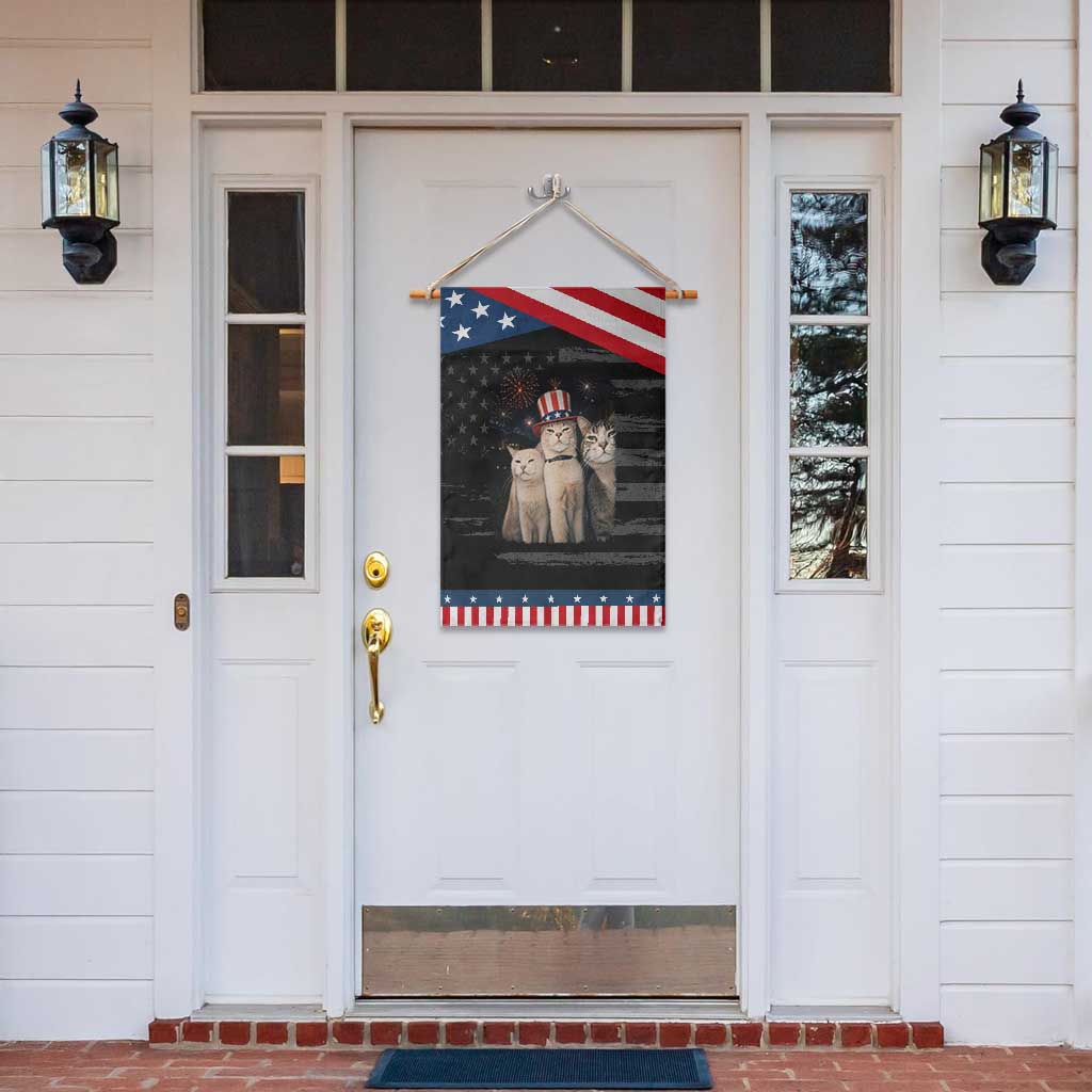 Smoking Cat Patriotic Garden Flag Funny American Cat Lover 4th of July