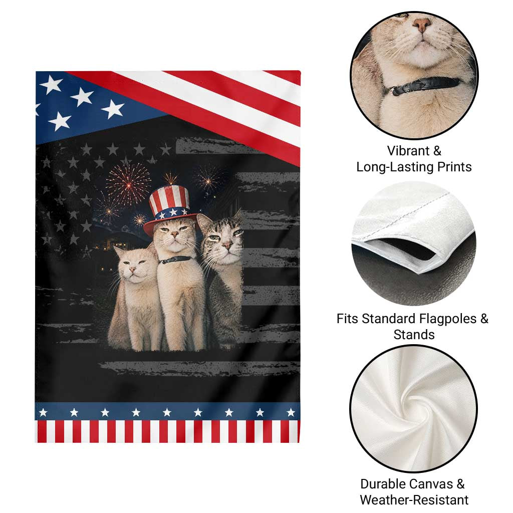 Smoking Cat Patriotic Garden Flag Funny American Cat Lover 4th of July