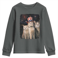 Patriotic Smoking Cat Youth Sweatshirt Funny American Cat Lover 4th of July