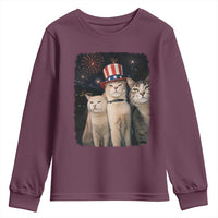 Patriotic Smoking Cat Youth Sweatshirt Funny American Cat Lover 4th of July