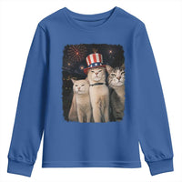 Patriotic Smoking Cat Youth Sweatshirt Funny American Cat Lover 4th of July