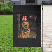 Patriotic Smoking Golden Retriever Garden Flag Funny Dog Lover Dad 4th Of July