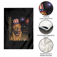 Patriotic Smoking Golden Retriever Garden Flag Funny Dog Lover Dad 4th Of July