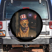 Patriotic Smoking Golden Retriever Spare Tire Cover Funny Dog Lover Dad 4th Of July