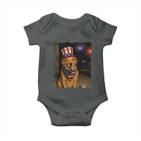 Patriotic Smoking Golden Retriever Baby Onesie Funny Dog Lover Dad 4th Of July