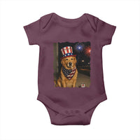 Patriotic Smoking Golden Retriever Baby Onesie Funny Dog Lover Dad 4th Of July