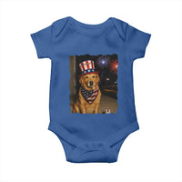 Patriotic Smoking Golden Retriever Baby Onesie Funny Dog Lover Dad 4th Of July