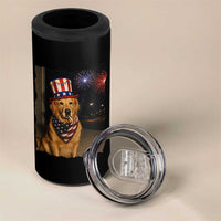 Patriotic Smoking Golden Retriever 4 in 1 Can Cooler Tumbler Funny Dog Lover Dad 4th Of July