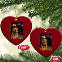 Patriotic Smoking Golden Retriever Ceramic Ornament Funny Dog Lover Dad 4th Of July