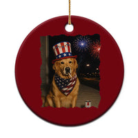 Patriotic Smoking Golden Retriever Ceramic Ornament Funny Dog Lover Dad 4th Of July