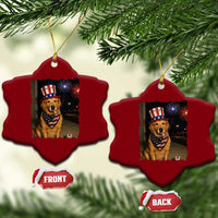 Patriotic Smoking Golden Retriever Ceramic Ornament Funny Dog Lover Dad 4th Of July