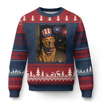 Patriotic Smoking Golden Retriever Ugly Christmas Sweater Funny Dog Lover Dad 4th Of July