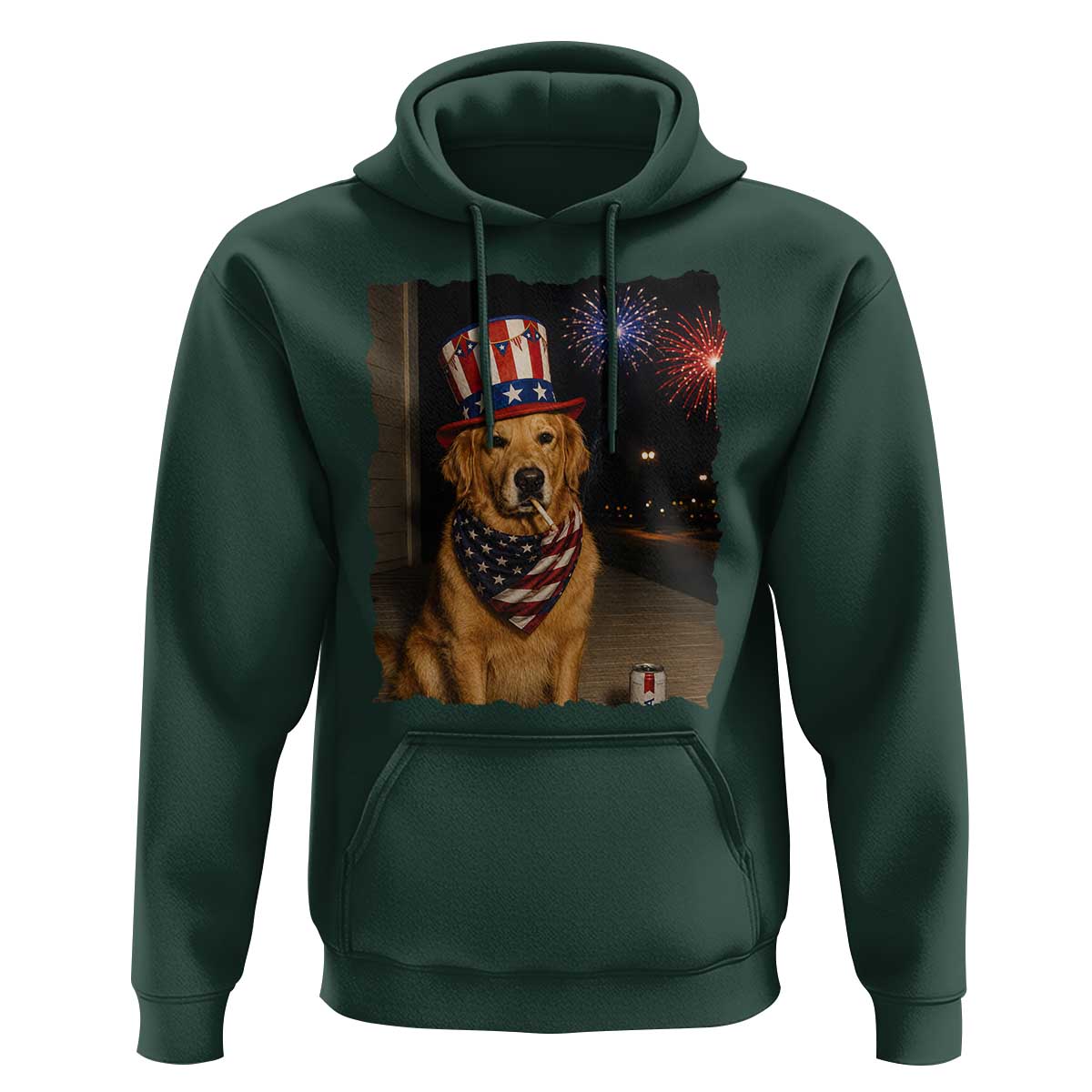 Patriotic Smoking Golden Retriever Hoodie Funny Dog Lover Dad 4th Of July