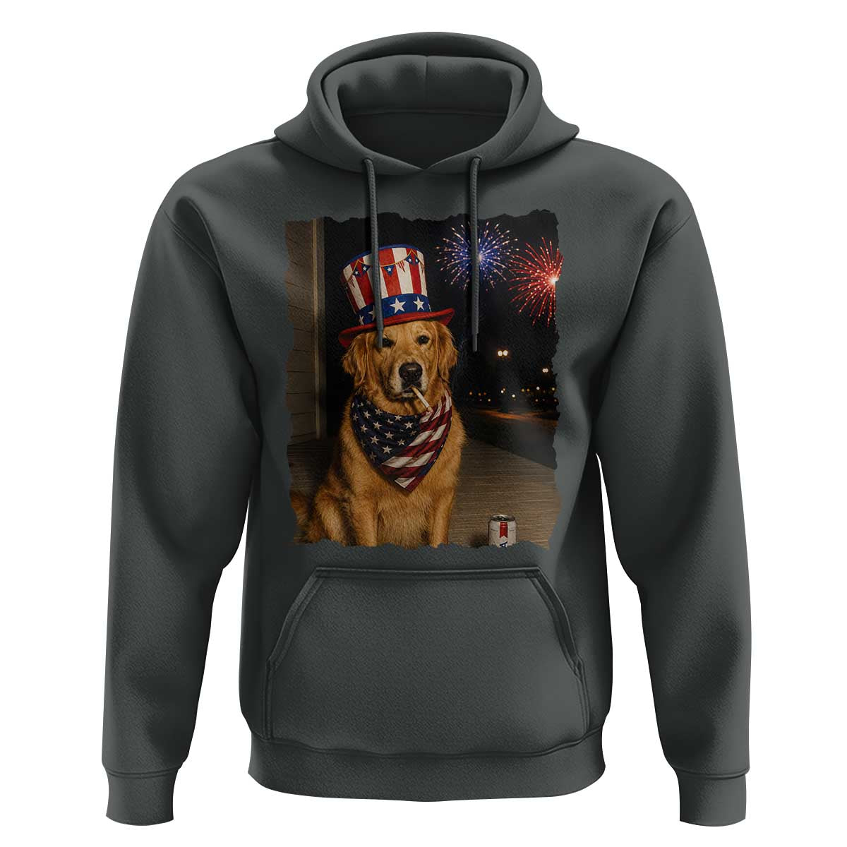 Patriotic Smoking Golden Retriever Hoodie Funny Dog Lover Dad 4th Of July