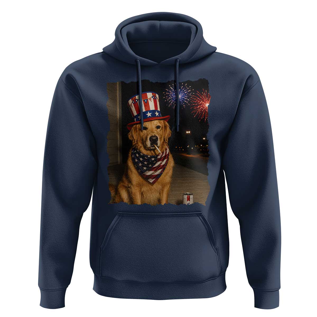 Patriotic Smoking Golden Retriever Hoodie Funny Dog Lover Dad 4th Of July