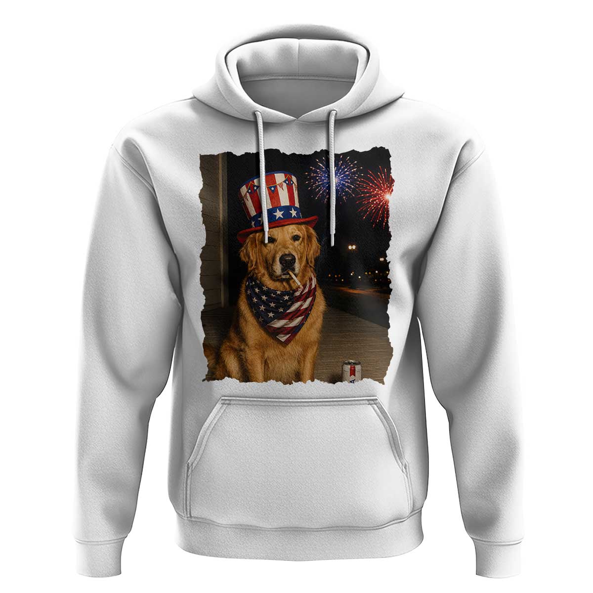 Patriotic Smoking Golden Retriever Hoodie Funny Dog Lover Dad 4th Of July