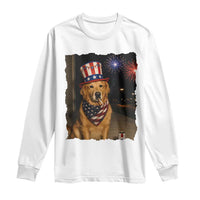Patriotic Smoking Golden Retriever Long Sleeve Shirt Funny Dog Lover Dad 4th Of July