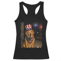 Patriotic Smoking Golden Retriever Racerback Tank Top Funny Dog Lover Dad 4th Of July