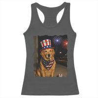 Patriotic Smoking Golden Retriever Racerback Tank Top Funny Dog Lover Dad 4th Of July