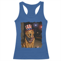 Patriotic Smoking Golden Retriever Racerback Tank Top Funny Dog Lover Dad 4th Of July
