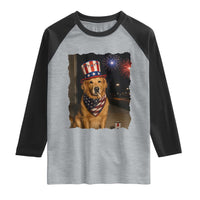 Patriotic Smoking Golden Retriever Raglan Shirt Funny Dog Lover Dad 4th Of July