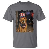 Patriotic Smoking Golden Retriever T Shirt Funny Dog Lover Dad 4th Of July