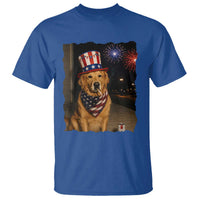 Patriotic Smoking Golden Retriever T Shirt Funny Dog Lover Dad 4th Of July