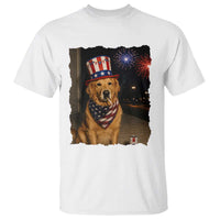 Patriotic Smoking Golden Retriever T Shirt Funny Dog Lover Dad 4th Of July